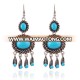 Latest design fashion simple style metal vintage turquoise tassel earrings